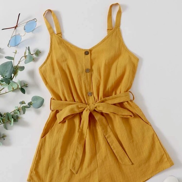 SheIn Button Front Belted Cami Romper